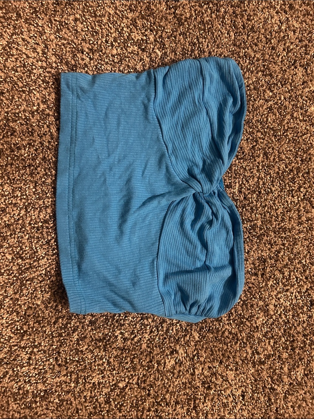 SHEIN Ribbed Strapless Tube Top in Blue